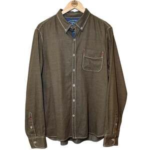 True Religion Utility Shirt Button Front Y2K Retro Long Sleeve Brown Men's XXL